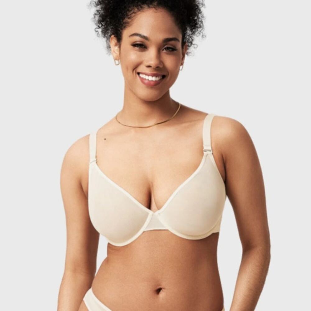 HSIA Seraphina Unlined Underwire Sheer Mesh Bra Champagne Women's Size 34DD NWT